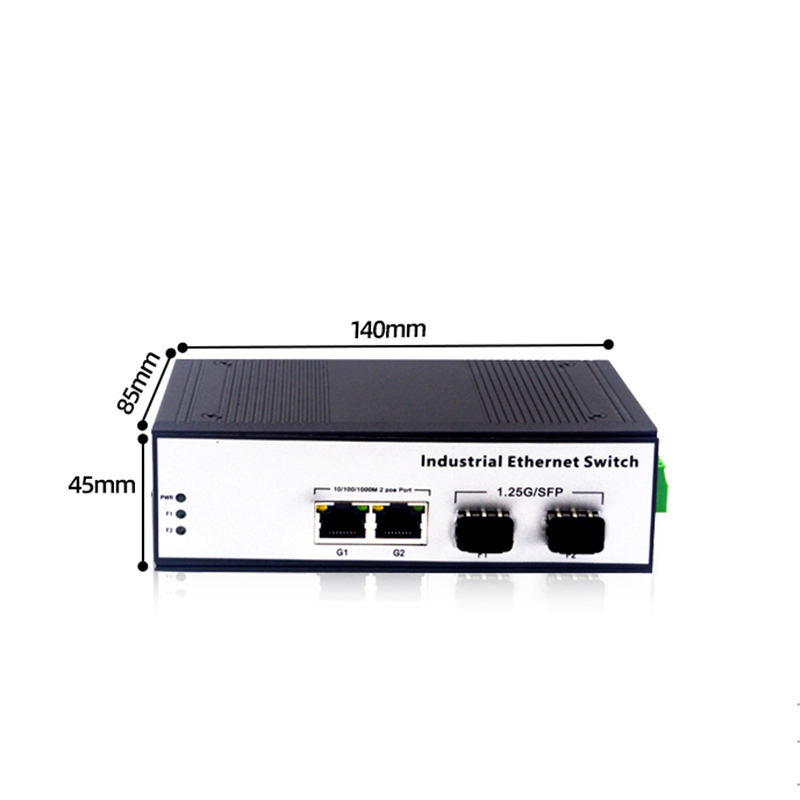 2xSFP Port and 2 or 4 Port RJ45 Gigabit Industrial POE Switch DIN-Rail