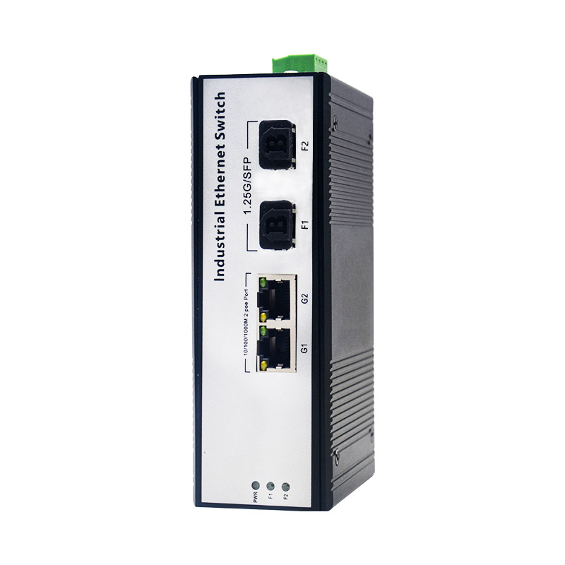 2xSFP Port and 2 or 4 Port RJ45 Gigabit Industrial POE Switch DIN-Rail