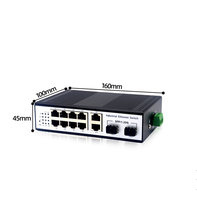 2 SFP Port 10 Port RJ45 Gigabit Industrial POE Switch DIN-Rail