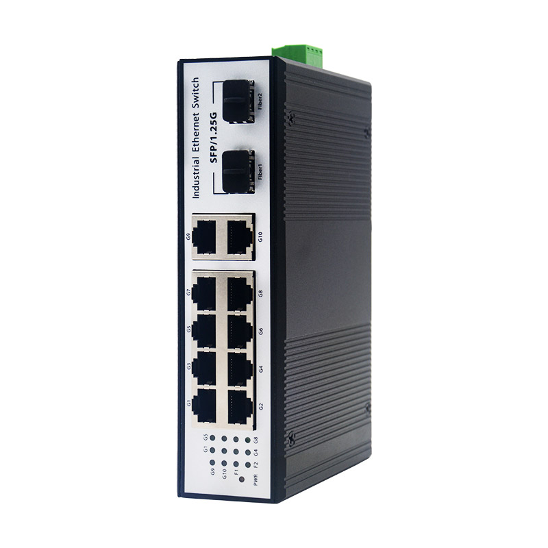 2 SFP Port 10 Port RJ45 Gigabit Industrial POE Switch DIN-Rail