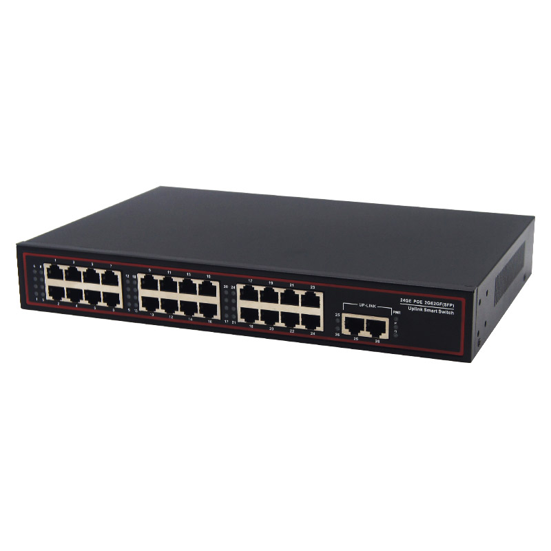 Desktop Type 24+2 port 100Mbps POE Switch with 2 port 10/100/1000Mbps Uplink