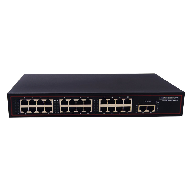 Desktop Type 24+2 port 100Mbps POE Switch with 2 port 10/100/1000Mbps Uplink