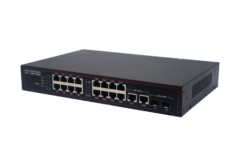 Desktop Type 16+2+2 port Gigabit POE Switch with 2 port 10/100/1000Mbps Uplink