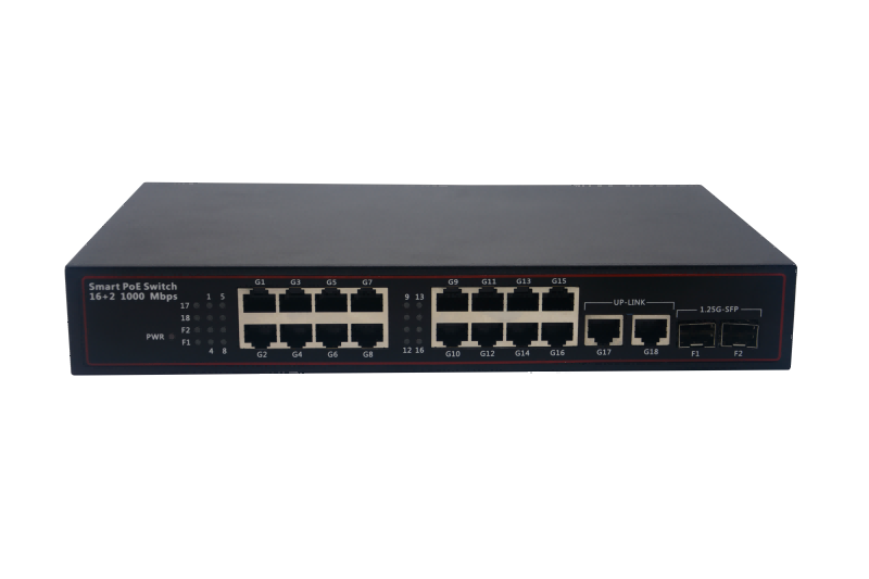 Desktop Type 16+2+2 port Gigabit POE Switch with 2 port 10/100/1000Mbps Uplink