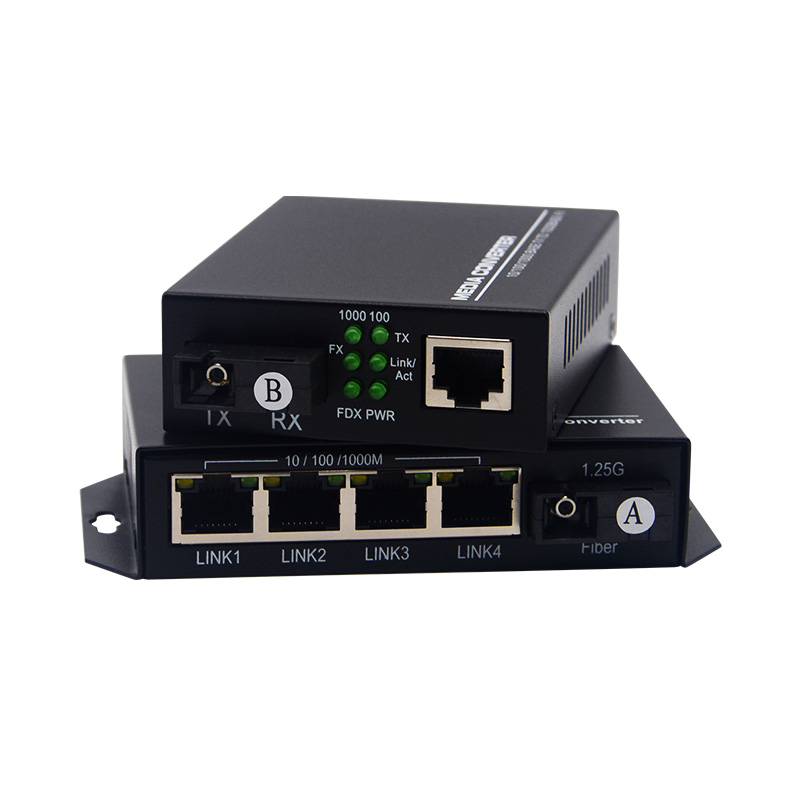 1 SC 4 RJ45 100 or 1000Mbps  Fiber Media Converter