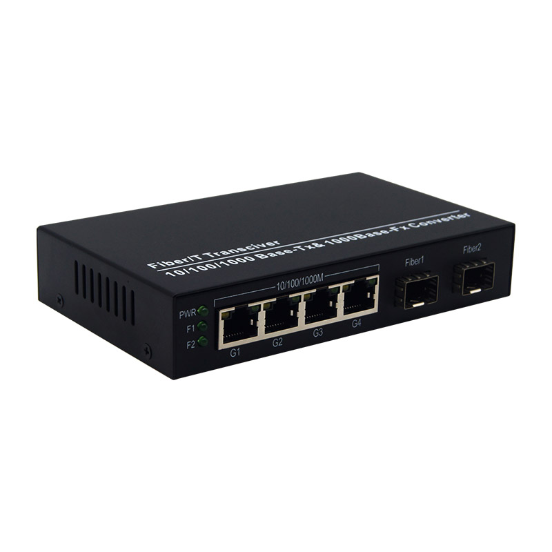 2 SFP 4 RJ45 Gigabit  Fiber Media Converter