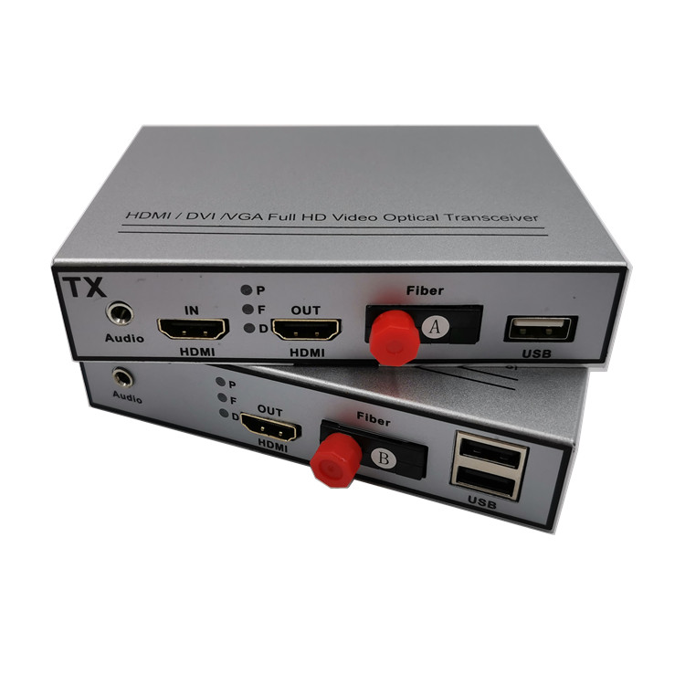 With USB KVM Loop Fiber to HDMI Converter 20km